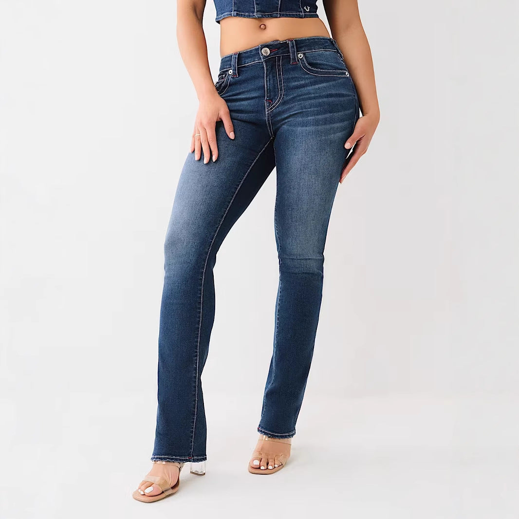 Jean brodé taille haute vintage