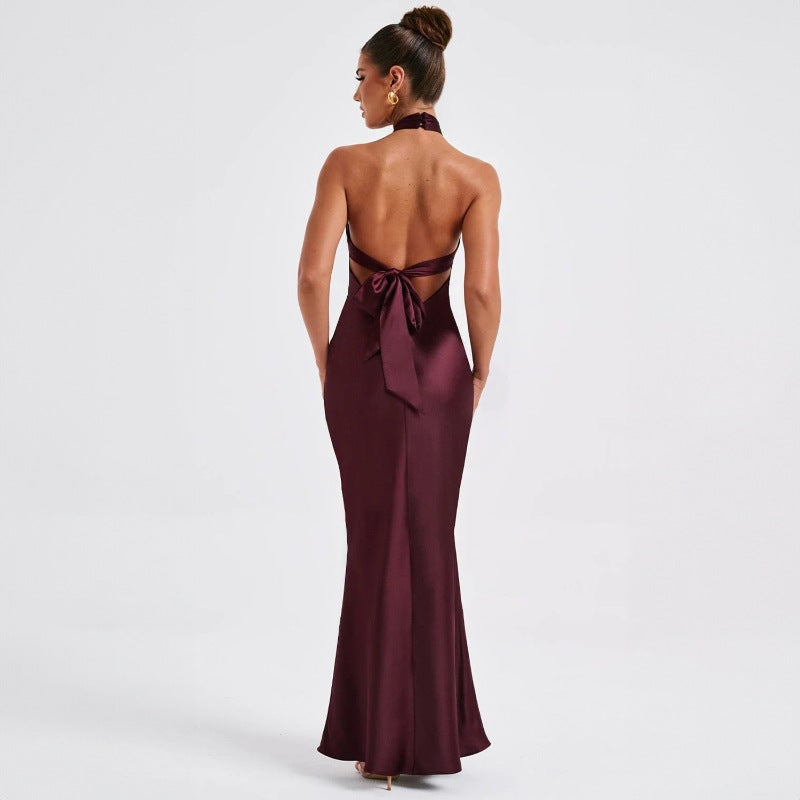 Robe longue licou sans manches dos nu