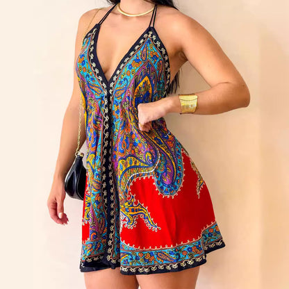 Robe courte licou col V dos nu - Chic&Shines