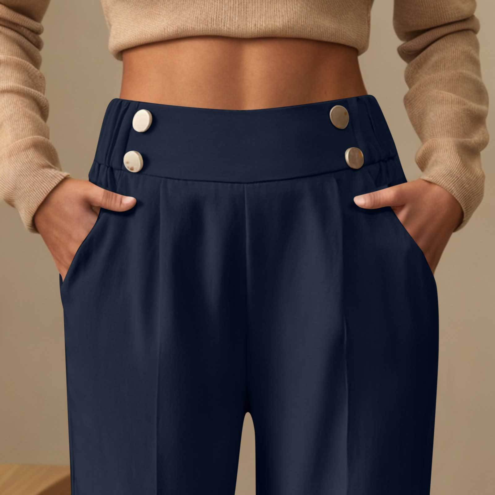 Pantalon décontracté drapé taille haute