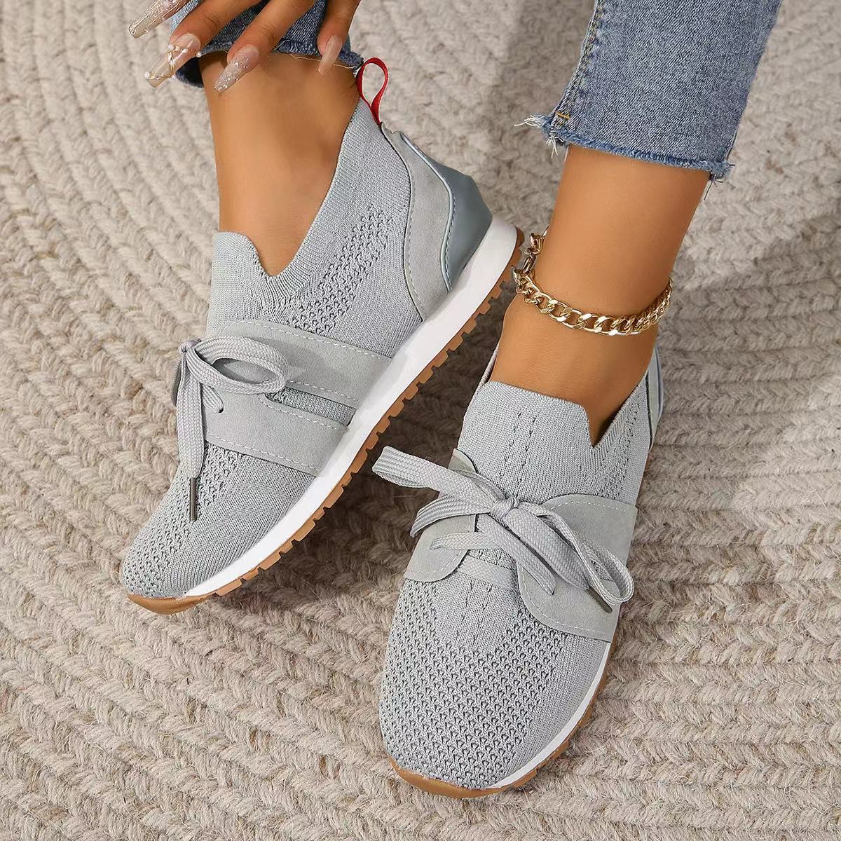 Chaussures à lacets en maille tissée décontractées