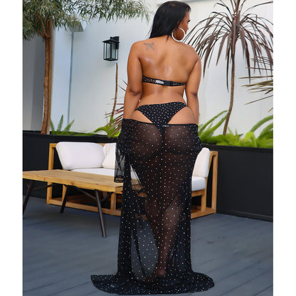 Maillot de bain manches longues et strass kimono - Chic&Shines