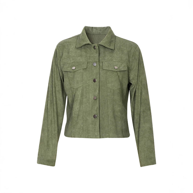 Veste boutonné avec poches manches longues en velours côtelé