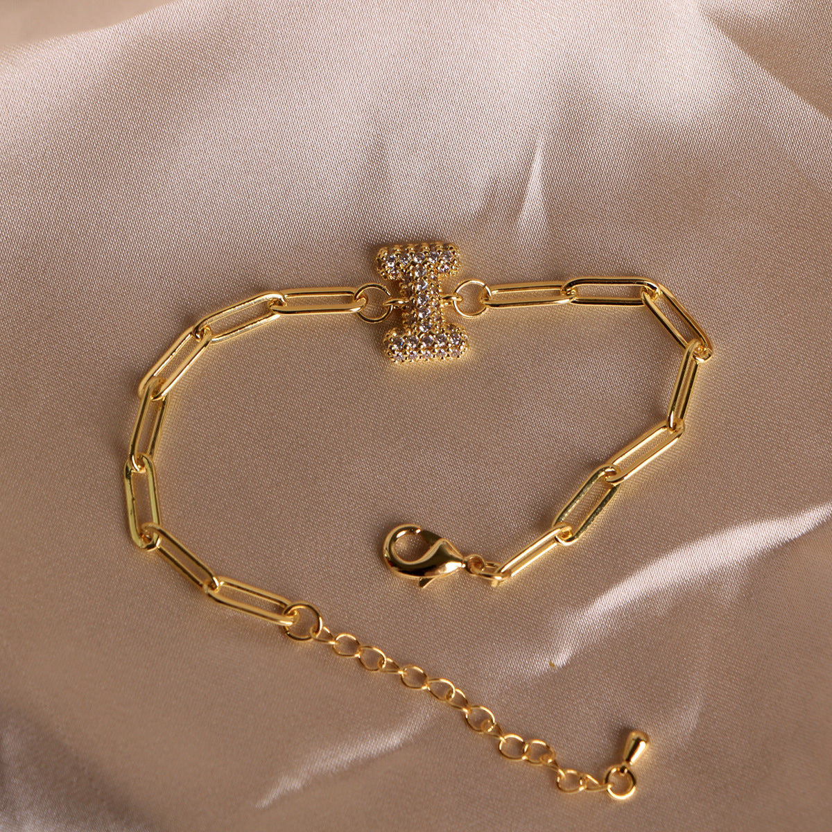 Bracelet clip en zircone pendentif lettre