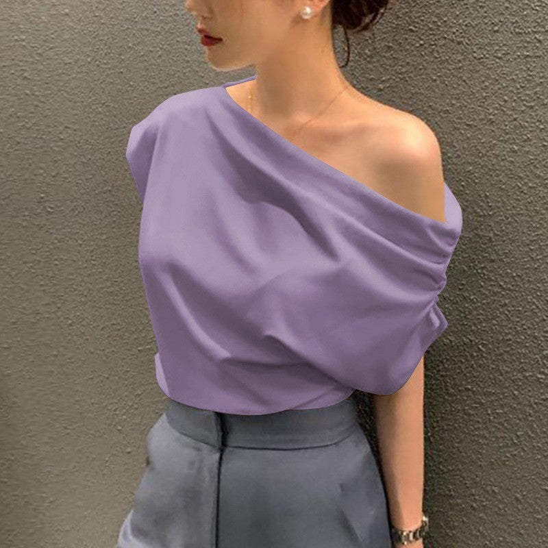 Haut manches courtes épaule irrégulière - Chic&Shines