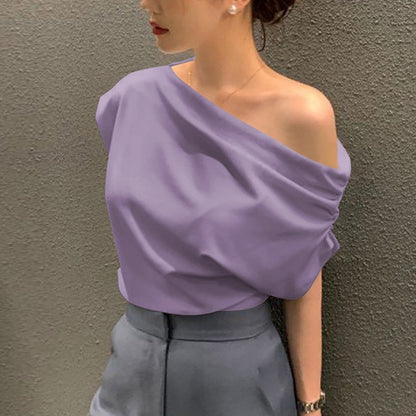 Haut manches courtes épaule irrégulière - Chic&Shines