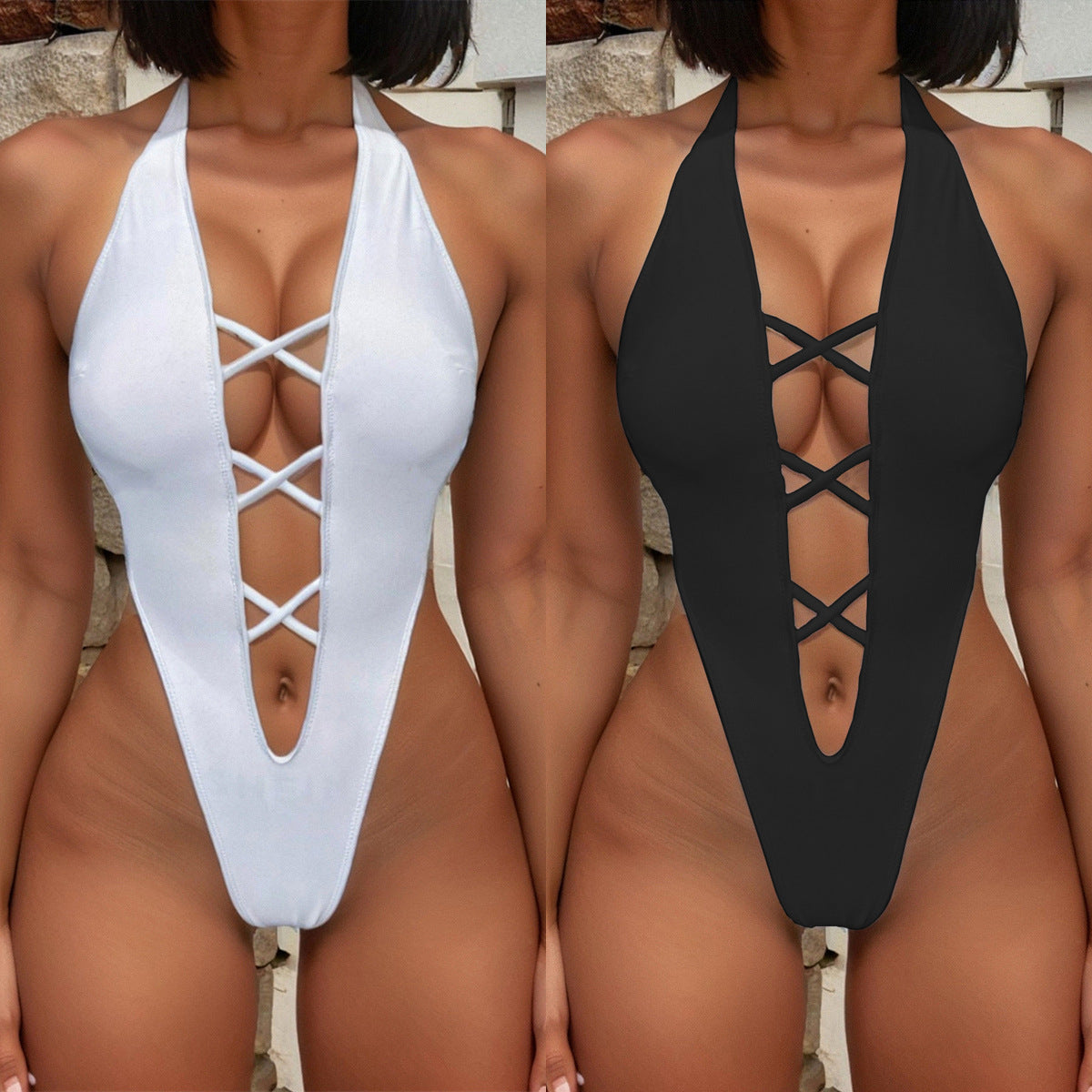 Maillot de bain une pièce licou croisé