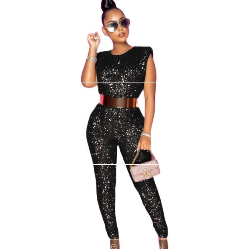 Combinaison pantalon sans manches en strass