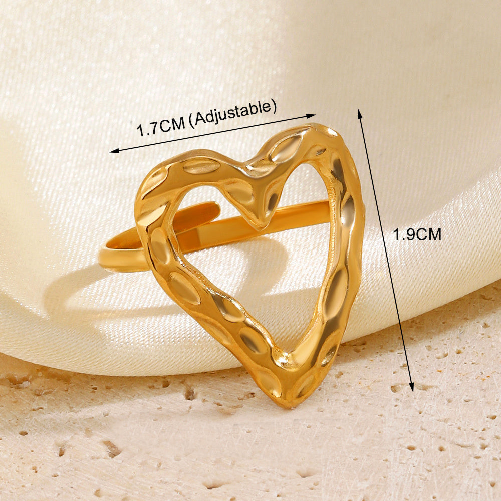 Bague coeur ajustable en acier inoxydable - Chic&Shines