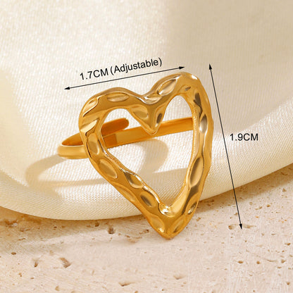 Bague coeur ajustable en acier inoxydable - Chic&Shines