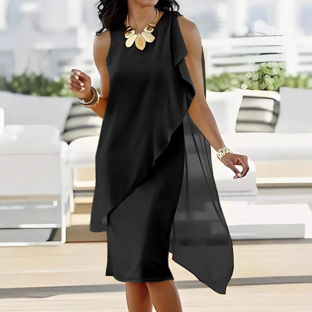 Robe courte sans manches en mousseline