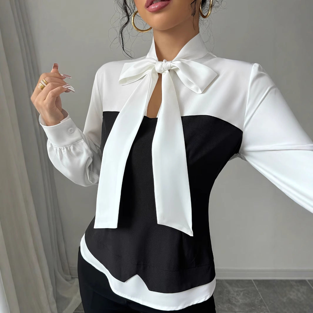 Chemise à manches longues avec nœud