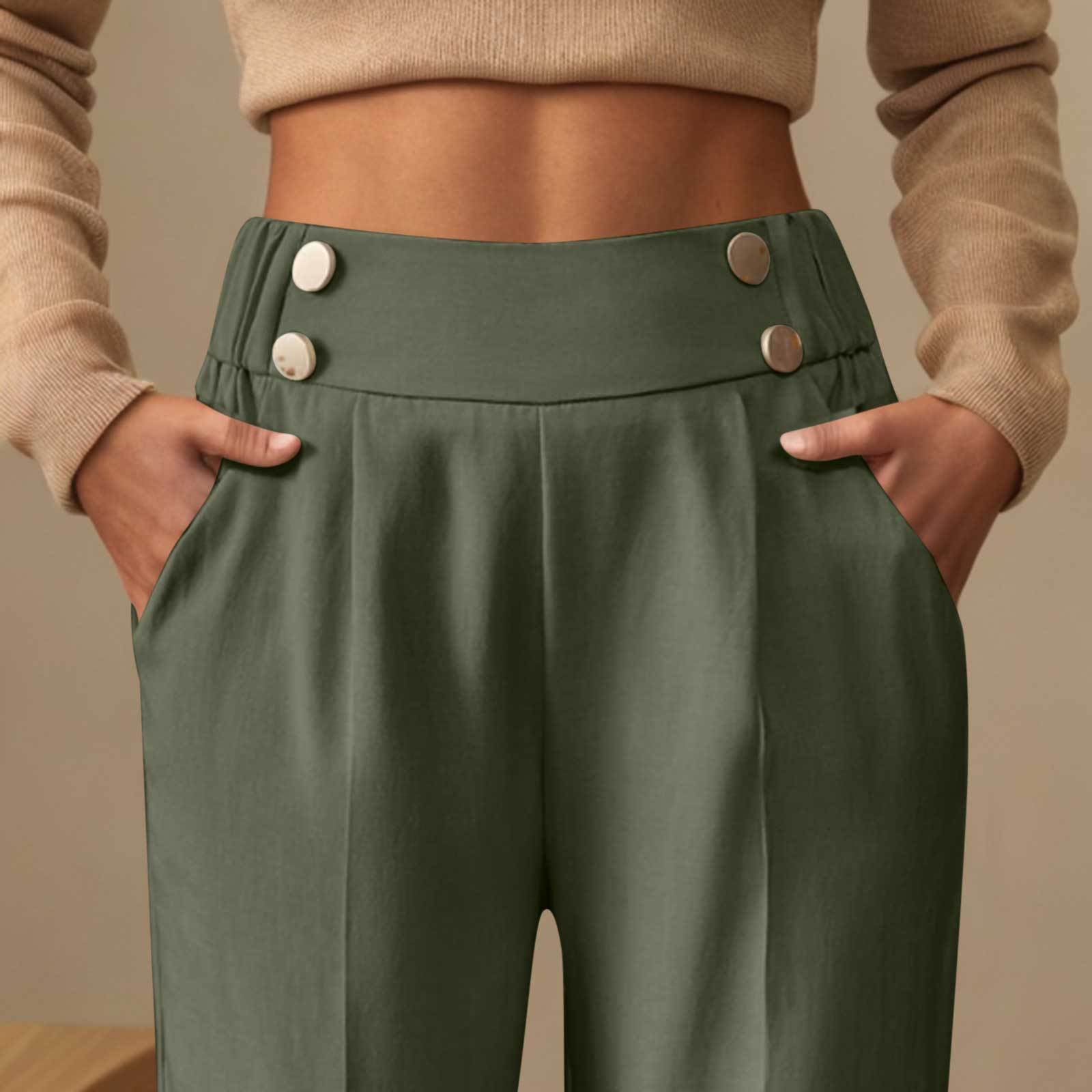 Pantalon décontracté drapé taille haute