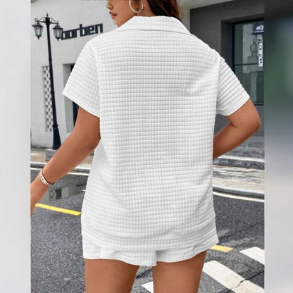 Ensemble haut et short jacquard décontracté
