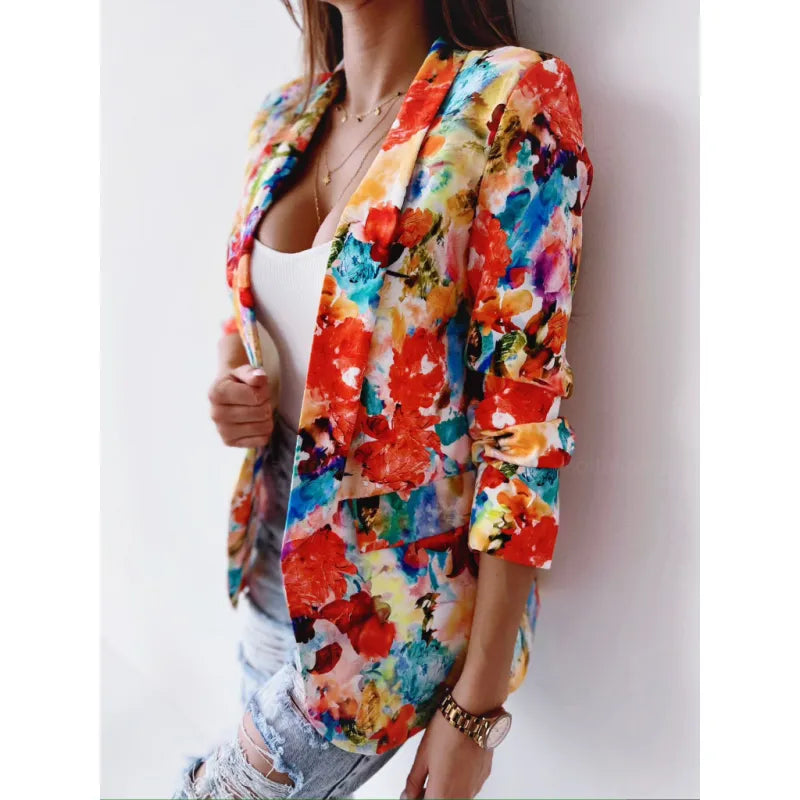 Blazer Tie Dye À Manches Longues Revers - Chic&Shines