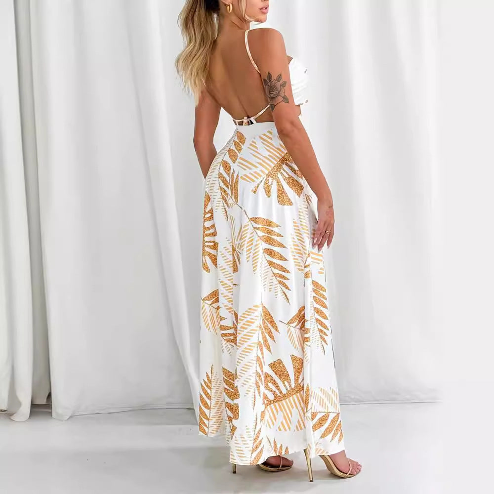Robe longue d'été dos nu décontractée imprimée - Chic&Shines
