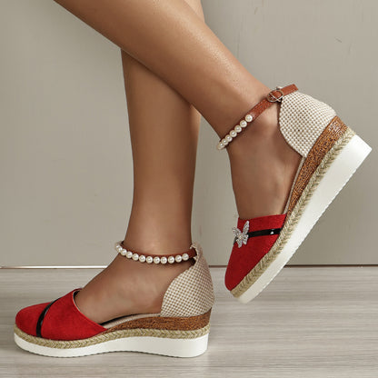 Chaussure compensée à nœud en corde de paille tressée - Chic&Shines