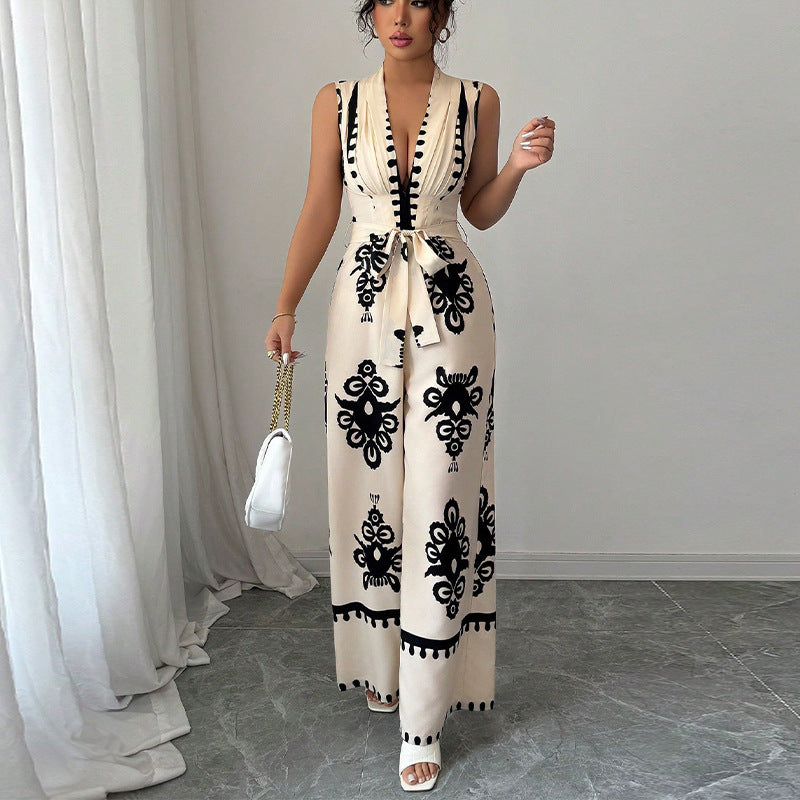 Combinaison décolleté sans manches taille haute