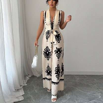 Combinaison décolleté sans manches taille haute