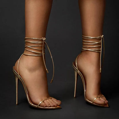 Sandale talon haut à bride lacet - Chic&Shines