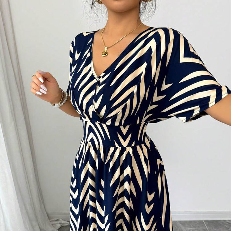 Robe longue manches courtes et taille ajustée - Chic&Shines