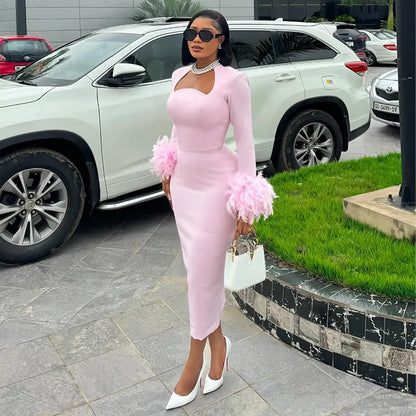 Robe Moulante À Manches Longues Couture En Peluche - Chic&Shines