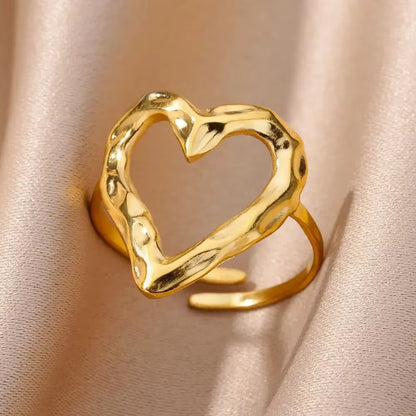 Bague coeur ajustable en acier inoxydable - Chic&Shines