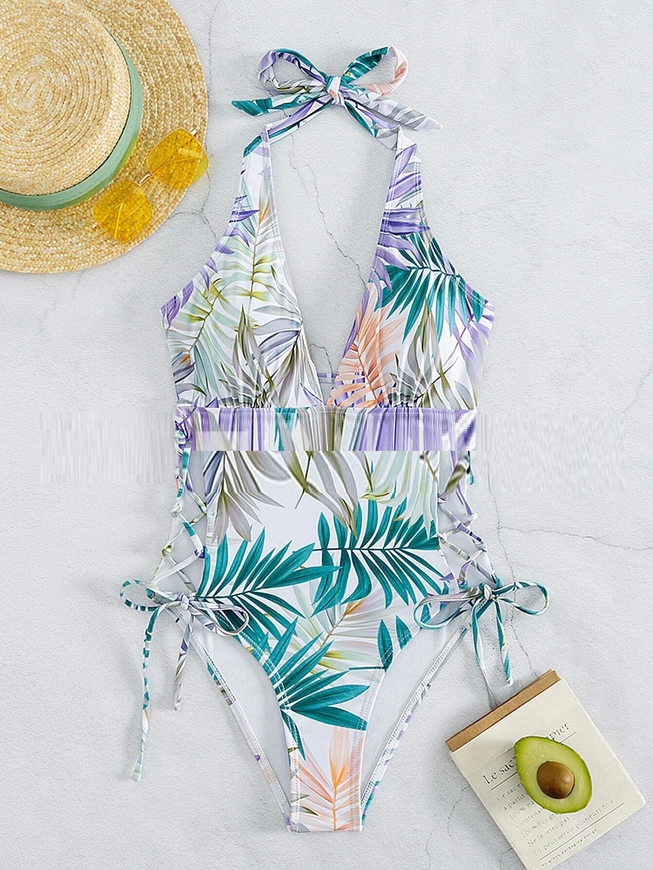 Maillot de bain une pièce licou imprimé
