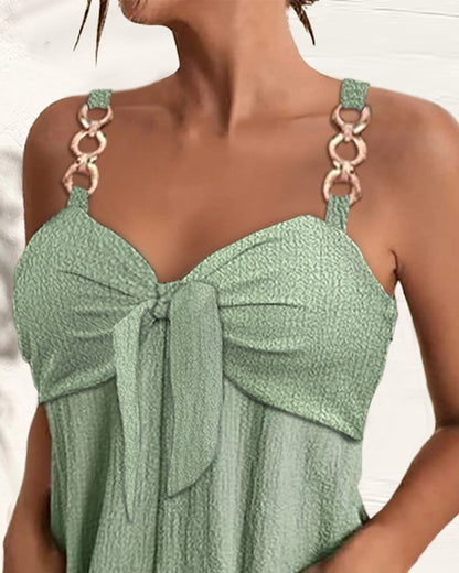 Combinaison short à bretelles métalliques avec poches - Chic&Shines