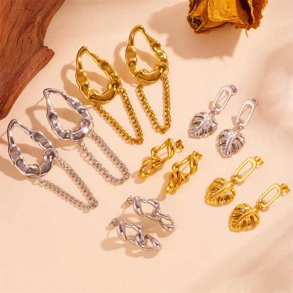 Boucles d'oreilles torsadées en acier inoxydable