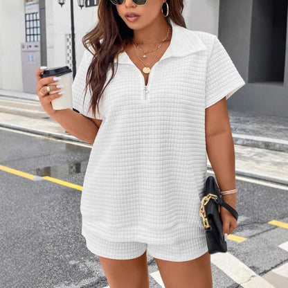 Ensemble haut et short jacquard décontracté