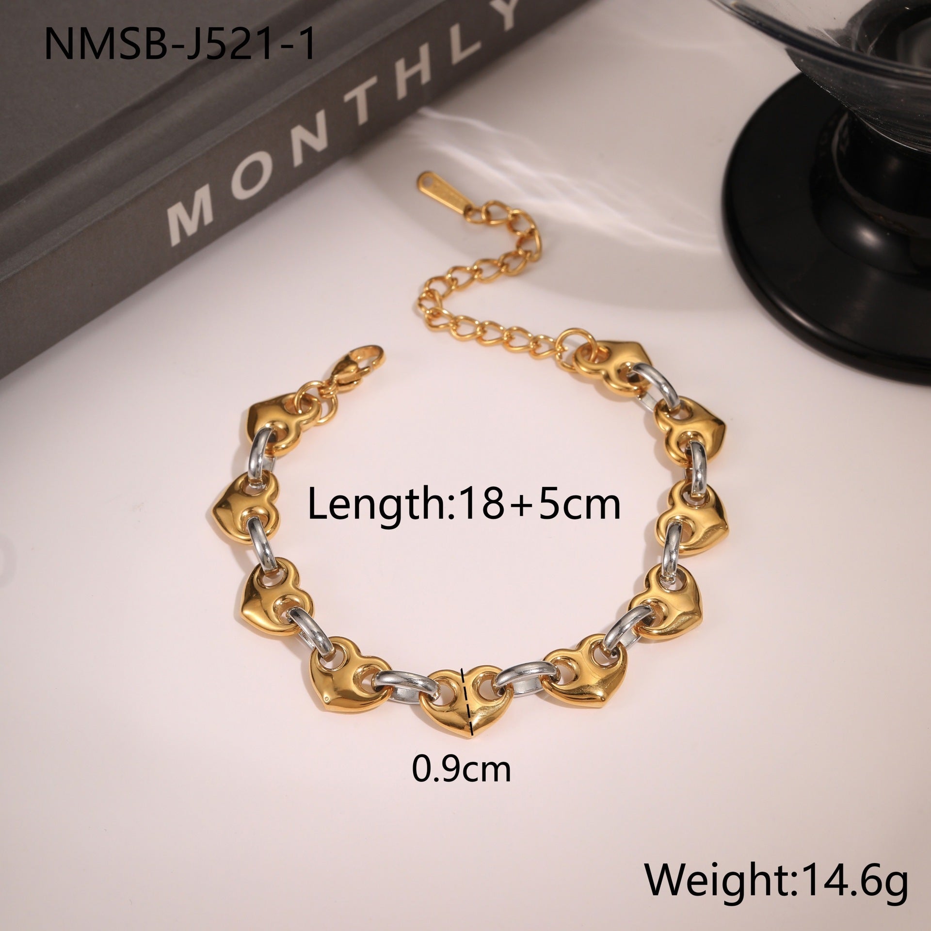 Bracelet motif cœur en acier inoxydable