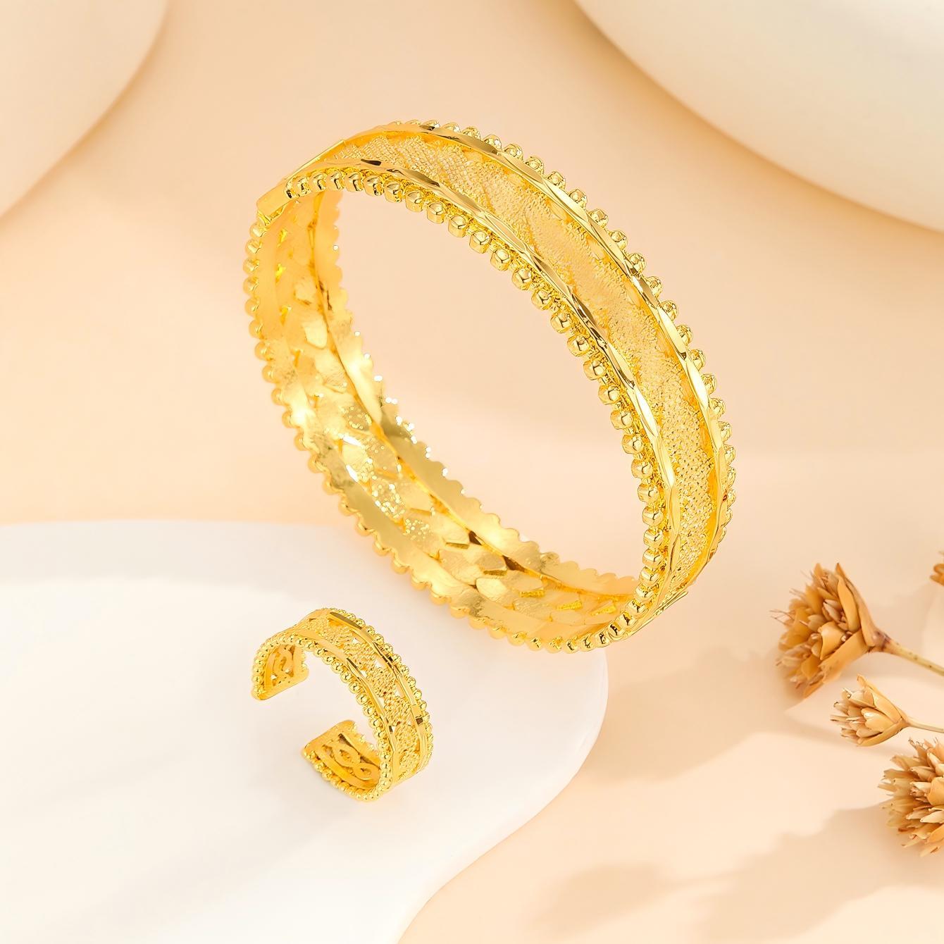 Ensemble bijoux bagues et bracelets plaqués or
