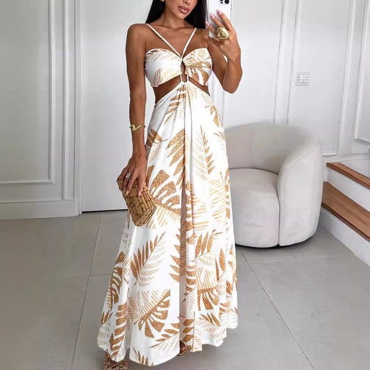 Robe longue d'été dos nu décontractée imprimée - Chic&Shines