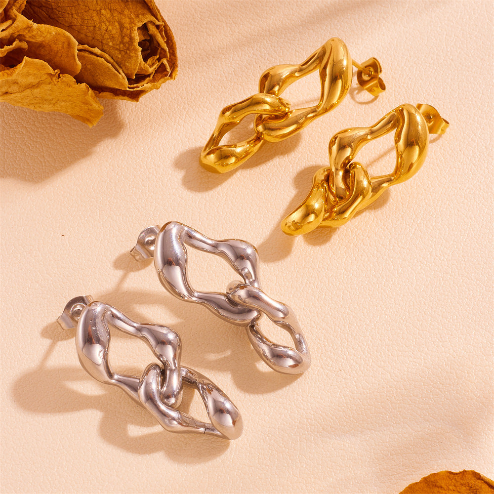 Boucles d'oreilles torsadées en acier inoxydable