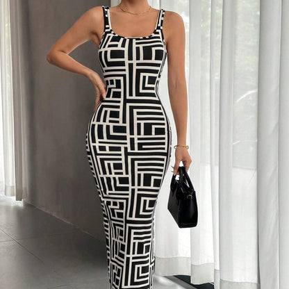 Robe longue imprimée à bretelles - Chic&Shines