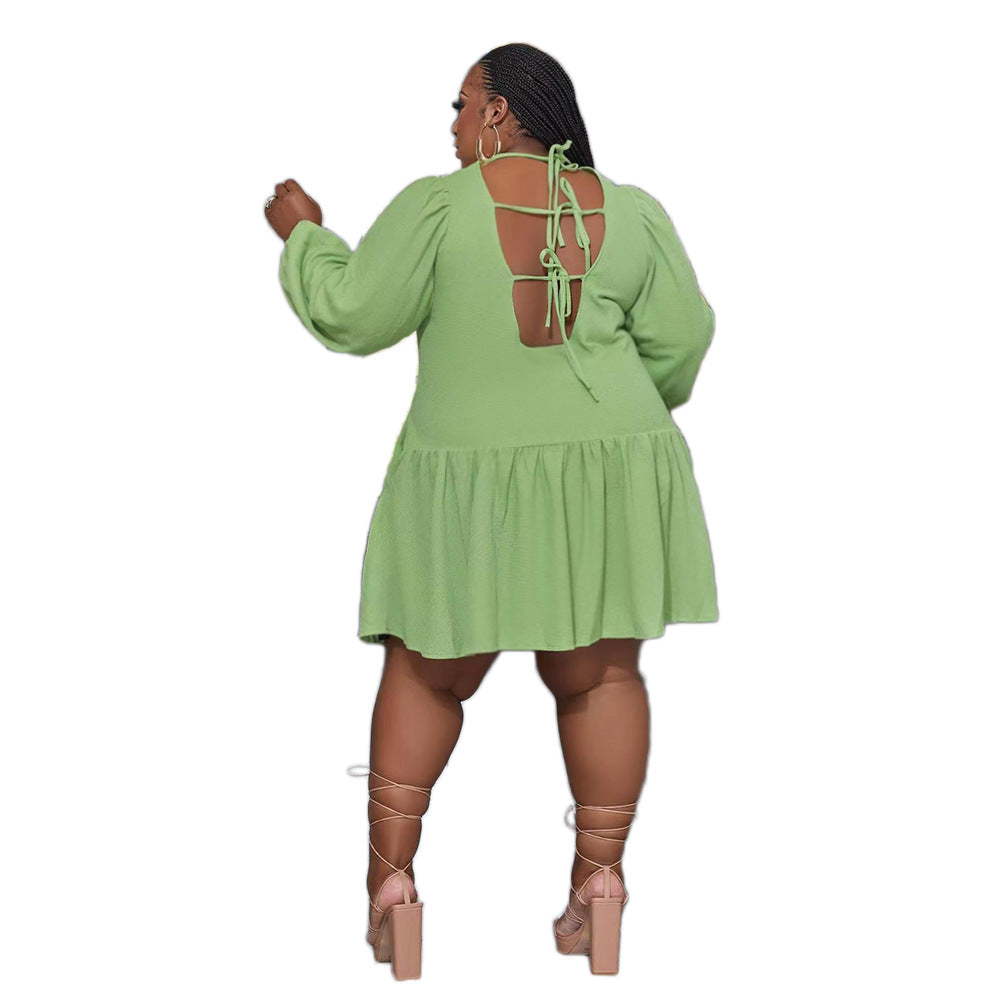 Robe courte Manches Longues Dos Nu lacet - Chic&Shines