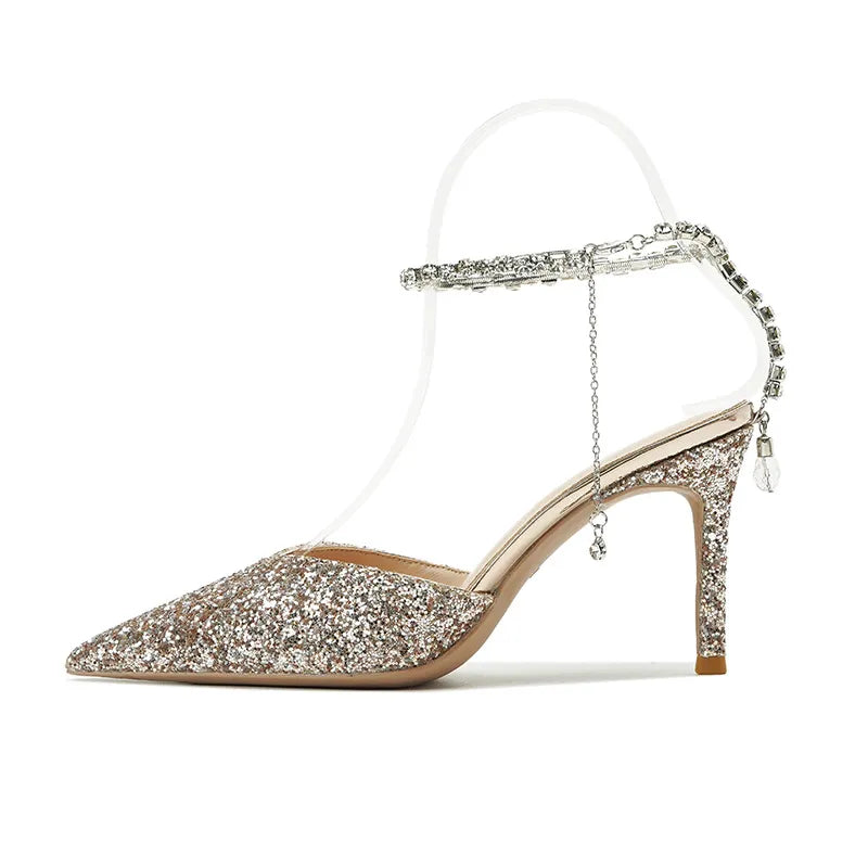 Talons Chaine cheville Paillettes Strass - Chic&Shines