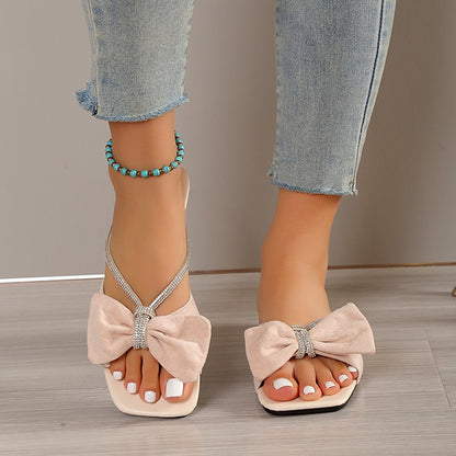 Sandales plate de vacance en Strass et nœud - Chic&Shines