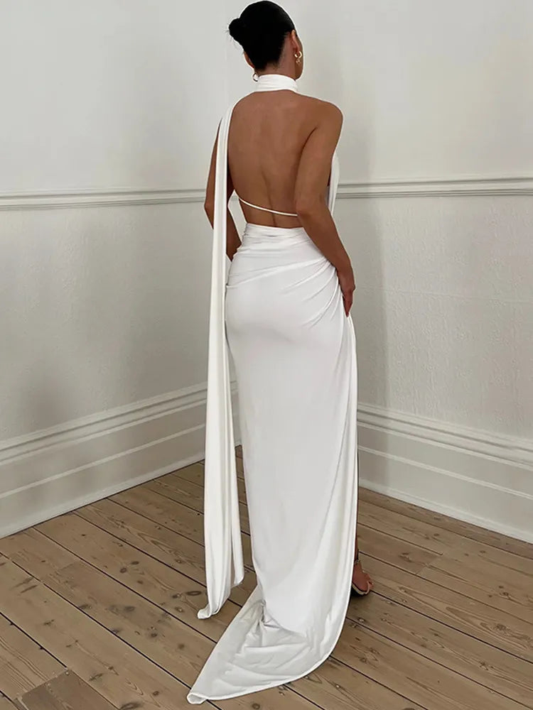 Robe Longue Fendue Une Épaule - Chic&Shines