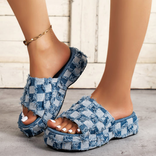 Sandale compensée jeans - Chic&Shines