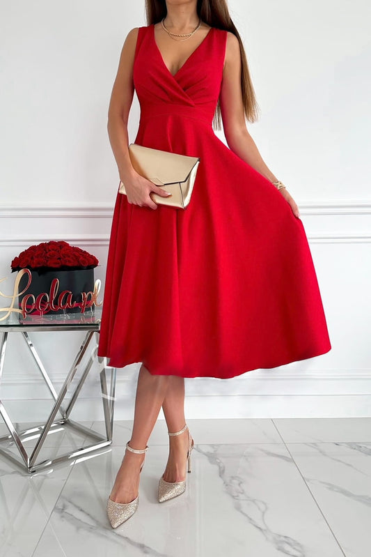 Robe Mi-Longue Col V Sans Manches - Chic&Shines