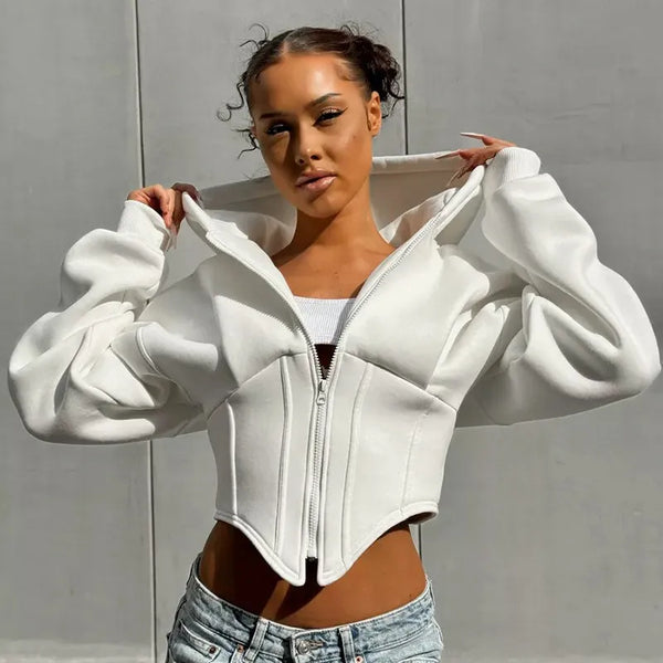 Long sleeve zip up hooded sweatshirt