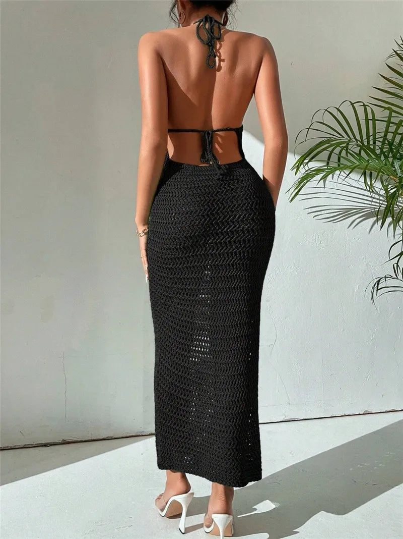 Vestido de punto con espalda descubierta y hueco