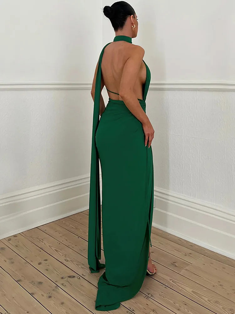 Robe Longue Fendue Une Épaule - Chic&Shines