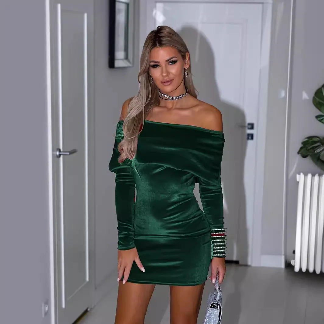 Robe courte en velours manches longues - Chic&Shines