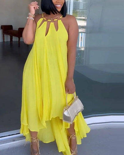 Robe longue ample col à boucle en métal sexy - Chic&Shines