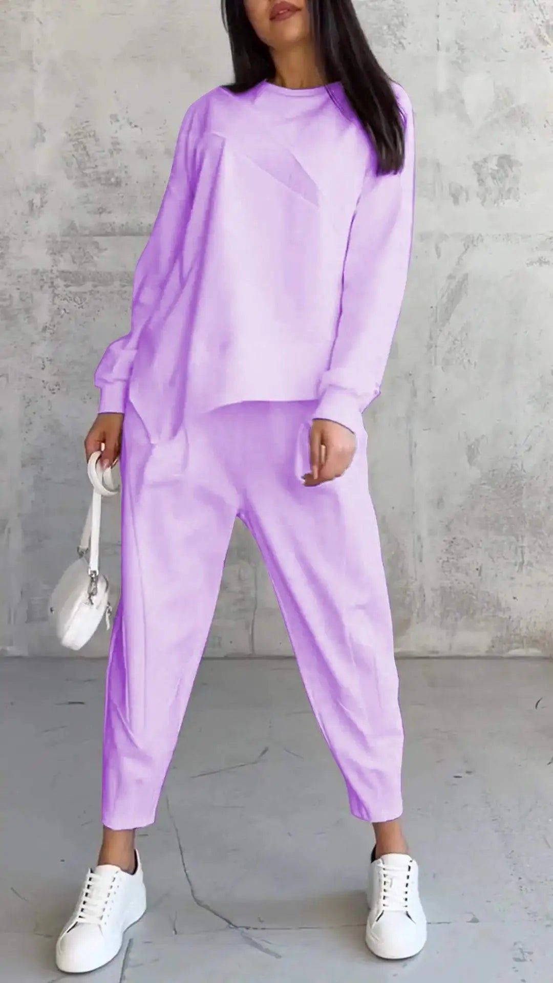 Ensemble haut col rond manches longues et pantalon - Chic&Shines