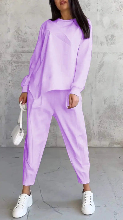 Ensemble haut col rond manches longues et pantalon - Chic&Shines