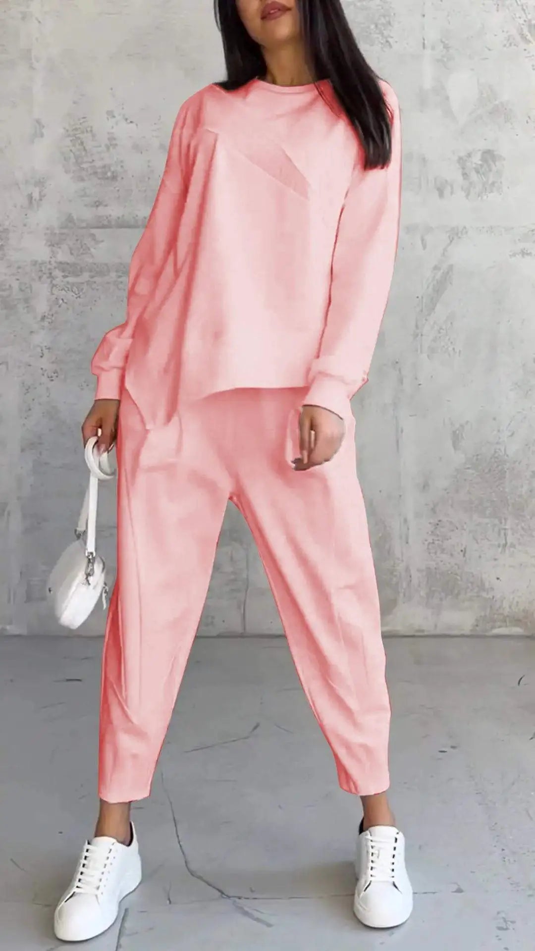 Ensemble haut col rond manches longues et pantalon - Chic&Shines